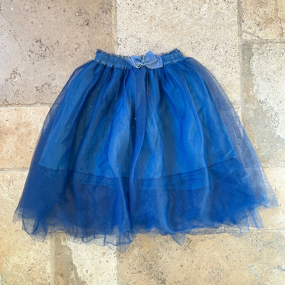 J.Crew Blue Tulle Midi Skirt with Bow Size 4